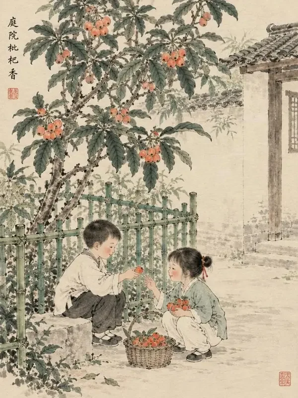 竹杷图封面插画，古风江湖题材，作者青竹客