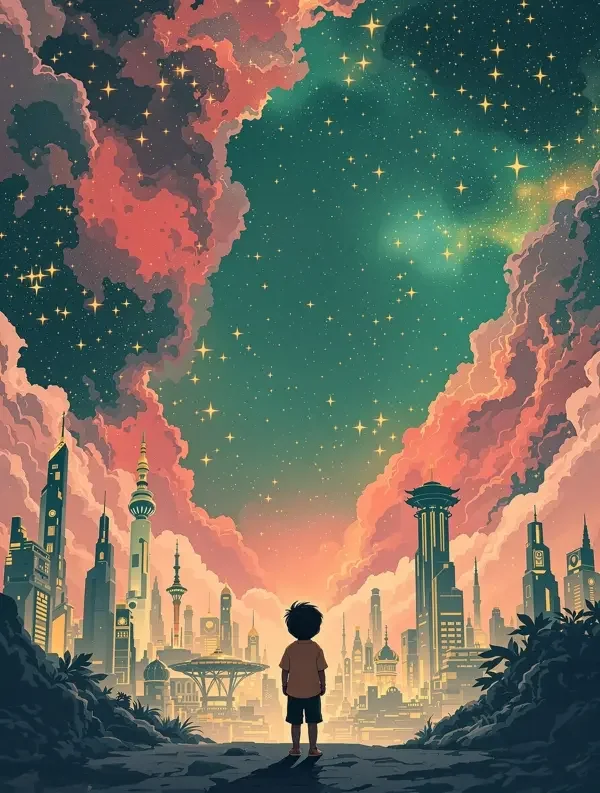 南海星图封面插画，科幻未来题材，作者潮汐