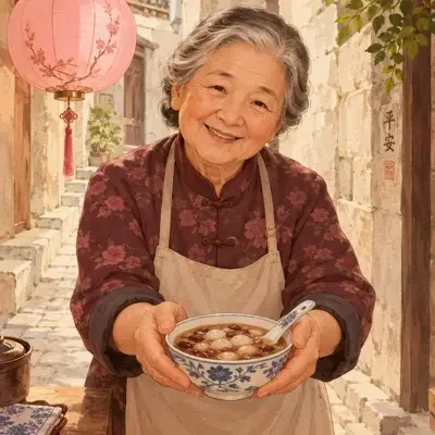 青石阿婆头像插画