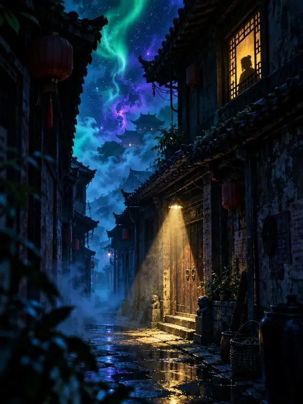 骑楼探案录封面插画，悬疑探案题材，作者雨落骑楼